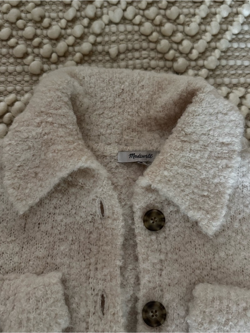 Madewell Bouclé-Knit Sweater Jacket in Alabaster - Picture 8 of 11